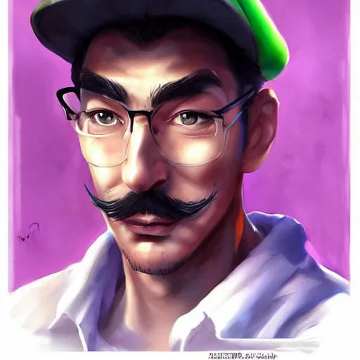 Prompt: mad lad luigi painted by wlop, artgerm