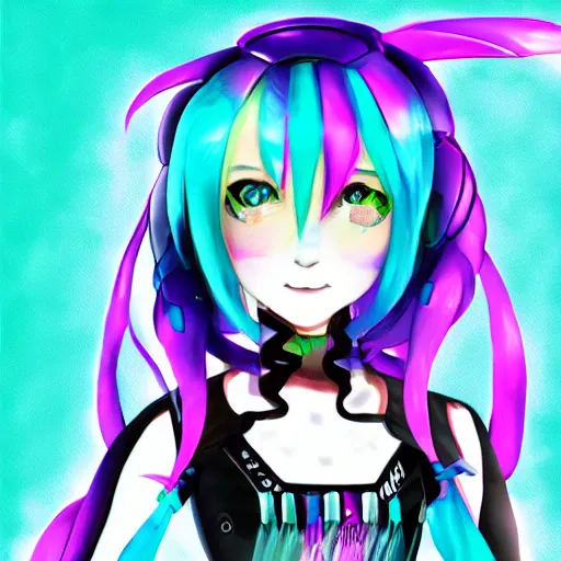 Prompt: Digital art of Hatsune Miku as psycopass character, concept art