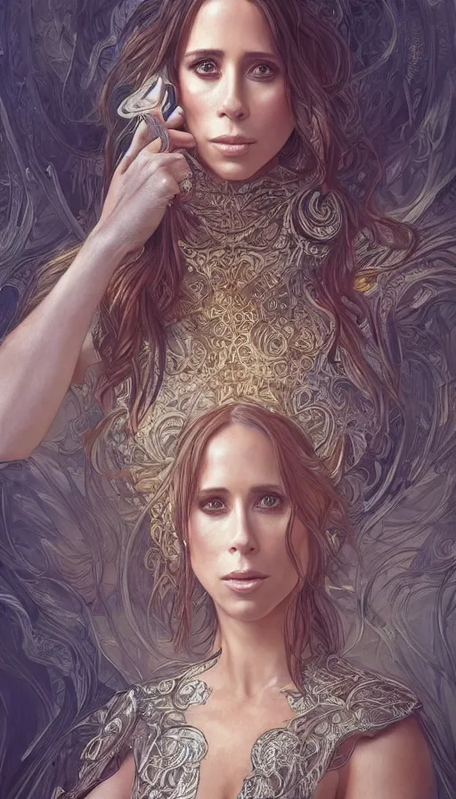 Image similar to jennifer love hewitt, acotar, fibonacci, sweat drops, intricate fashion clothing, insane, intricate, highly detailed, surrealistic, digital painting, artstation, concept art, smooth, sharp focus, illustration, unreal engine 5, 8 k, art by artgerm and greg rutkowski and alphonse mucha