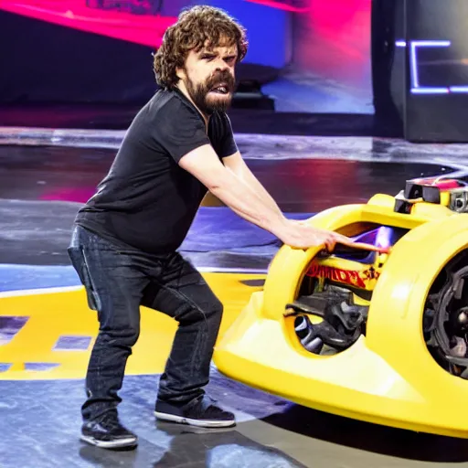 Image similar to Peter Dinklage competing in battlebots, 4K