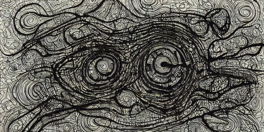 Image similar to camo of lines, technical, acrylic, teeth, eerie, tribal, clay, dots, lines, stipple, points, grid, cybernetic, old painting, swirly eyes, hypnosis