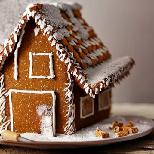 Image similar to a gingerbread house made only of cinnamon - toast - crunch cereal