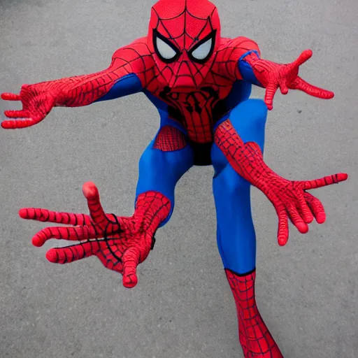 Image similar to spiderman with 8 legs and 0 arms