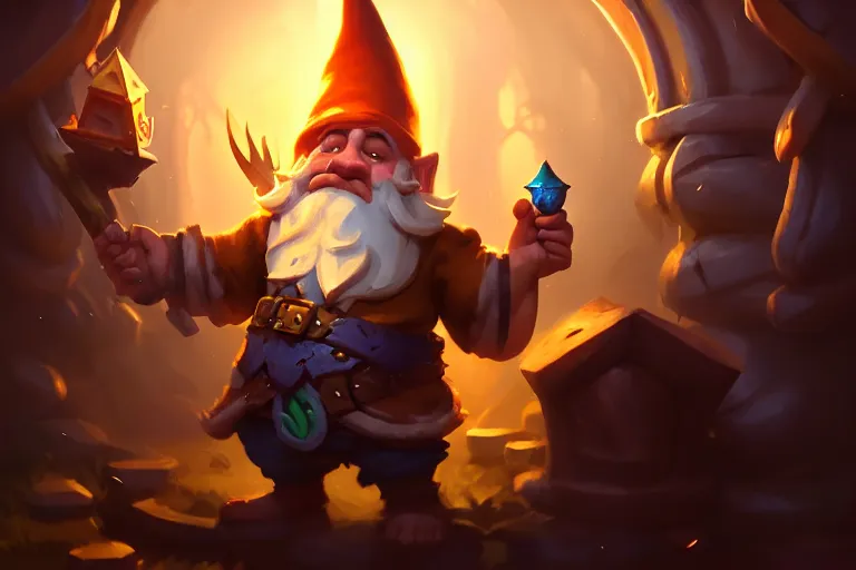 Image similar to [ important ] amazing portrait of funny gnome ], hearthstone splash art, deiv calviz, splash art, natural light, elegant, intricate, fantasy, atmospheric lighting, by greg rutkowski, hearthstone splash art, hd wallpaper, ultra high details, cinematic composition, insanely well organized