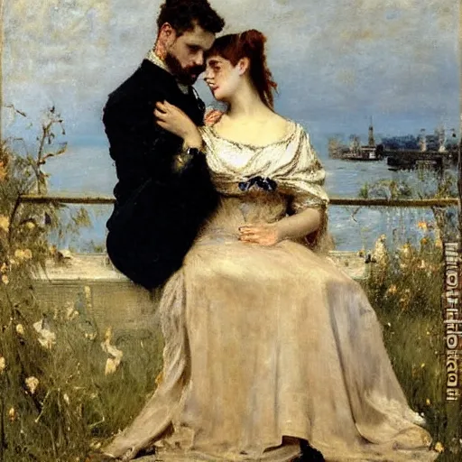 Prompt: longing love by alfred stevens