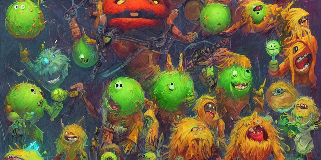 Prompt: a cinematic poster of tennis ball monsters, digital art, fantasy, magic, chalk, chalked, trending on artstation, ultra detailed, detailed, fine details, professional illustration by basil gogos