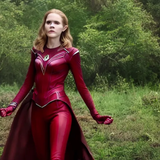 Prompt: Erin Moriarty as Wanda, Wanda Vision, Scarlet Witch, Cinema, 4K, Marvel Universe