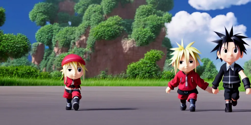 Image similar to a wholesome animation key shot of cloud strife studio ghibli pixar and disney animation sharp render