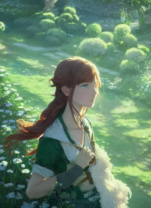 Prompt: a portrait of the emerald herald in the garden, intricate, tone mapped, highly detailed, digital painting, artstation, concept art, sharp focus, by makoto shinkai and akihiko yoshida and hidari and wlop