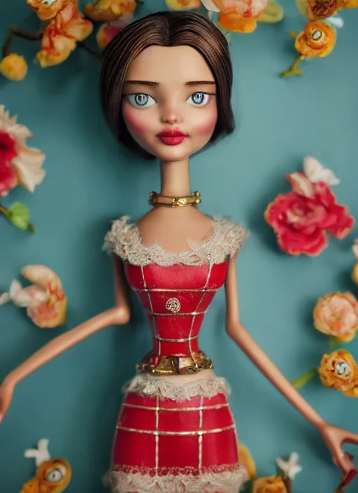 Prompt: closeup of a tin toy miranda kerr, depth of field, zeiss lens, detailed, symmetrical, centered, fashion photoshoot, by nicoletta ceccoli, mark ryden, lostfish, earl nore, hyung tae, frank frazetta, breathtaking, 8 k resolution, extremely detailed, beautiful, establishing shot, artistic, hyperrealistic, octane render