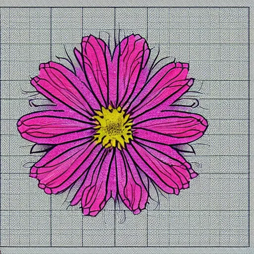 Image similar to highly detailed isometric projection of a flower