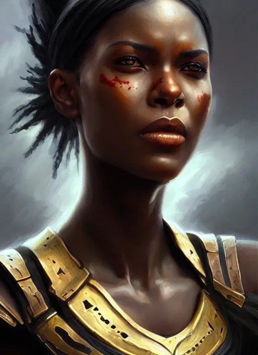 Image similar to a _ fantasy _ style _ portrait _ painting _ of black female warrior oil _ painting _ unreal _ 5 _ daz. _ rpg _ portrait _ extremely _ detailed _ artgerm _ greg _ rutkowski _ greg