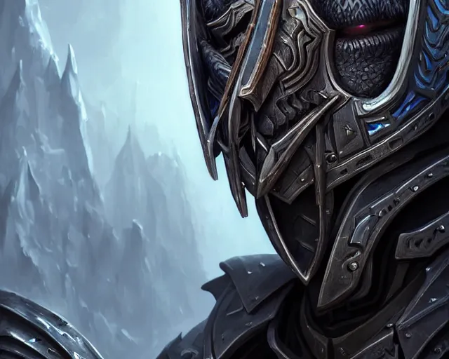 Image similar to extreme close up portrait of a dark elf in futuristic black leather armor, reflective black, bottom up lighting, stoic, poised, deep focus, d & d, fantasy, intricate, highly detailed, digital painting, artstation, concept art, matte, sharp focus, illustration, hearthstone, art by artgerm and greg rutkowski and alphonse mucha