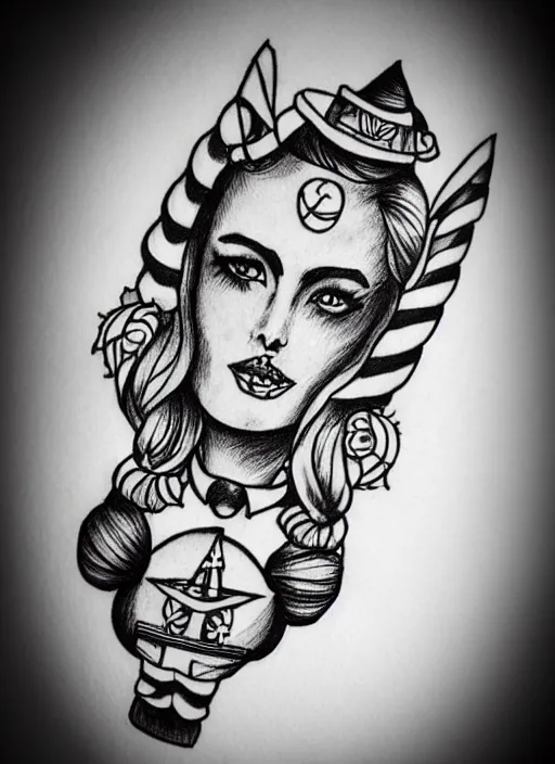 Image similar to sailor tattoo drawings on white background