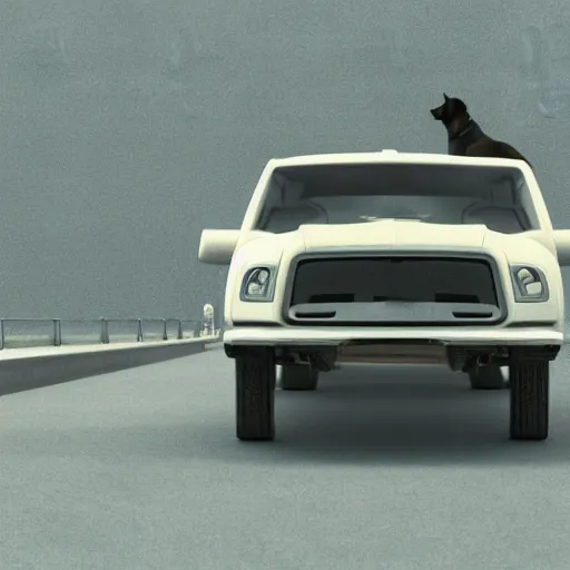 Image similar to a dog is a cat, and a truck is a plane, octane render