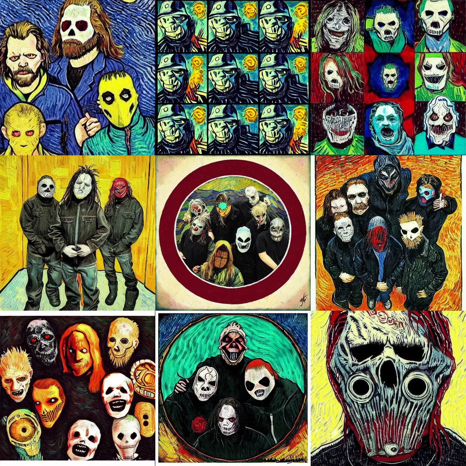 Prompt: slipknot in the style of van gogh