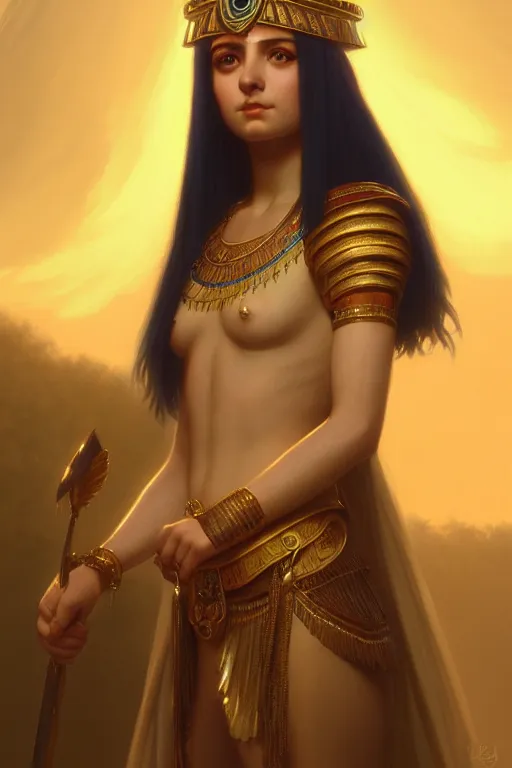 Image similar to a portrait of Cleopatra, illustration, soft lighting, soft details, painting oil on canvas by Edmund Blair Leighton and Charlie Bowater octane render trending on artstation d&d characters, 4k, 8k, HD