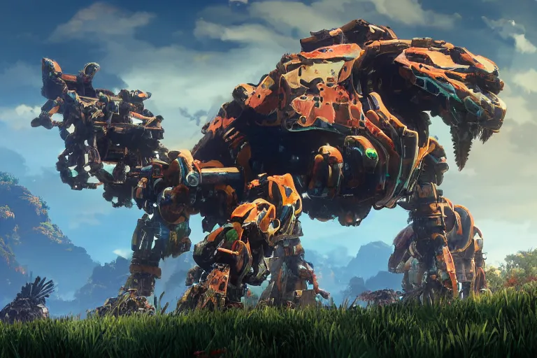 Image similar to shellsnapper machine mecha animal beast robot of horizon forbidden west horizon zero dawn bioluminiscence global illumination ray tracing hdr fanart arstation by sung choi and eric pfeiffer and gabriel garza and casper konefal