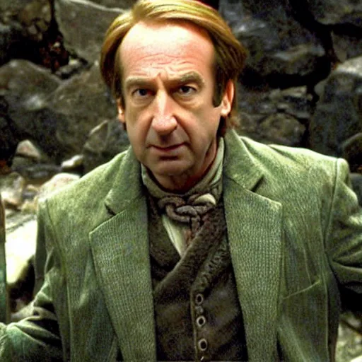 Prompt: A still of Saul Goodman as a hobbit in Lord of the Rings (2001)