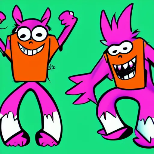 Image similar to 1 9 9 0's morning cartoon monster character, aaahh!!! cartoon network style, rocco's modern life style