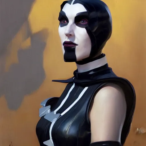 Image similar to greg manchess portrait painting of partially armored wednesday from addams family as overwatch character, medium shot, asymmetrical, profile picture, organic painting, sunny day, matte painting, bold shapes, hard edges, street art, trending on artstation, by huang guangjian and gil elvgren and greg rutkowski