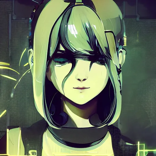 Image similar to Frequency indie album cover, luxury advertisement, golden filter, golden and black colors. A clean and detailed post-cyberpunk sci-fi close-up schoolgirl, she is very powerful, in asian city in style of cytus and deemo, mysterious vibes, by Tsutomu Nihei, by Ilya Kuvshinov, by Greg Tocchini, nier:automata, Yorda from Ico and Lain Iwakura, set in half-life 2, beautiful with eerie vibes, very inspirational, very stylish, with gradients, surrealistic, dystopia, postapocalyptic vibes, depth of field, mist, rich cinematic atmosphere, perfect digital art, mystical journey in strange world, beautiful dramatic dark moody tones and studio lighting, shadows, bastion game, arthouse