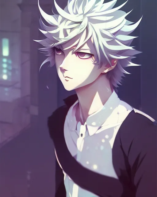 Image similar to extremely attractive feminine male anime character screenshot, nagito komaeda, anime, intricate, sharp focus, illustration, highly detailed, digital painting, cell shaded, concept art, matte, art by ilya kuvshinov and kyoto animation and wlop, ruan jia and greg rutkowski, studio quality, masterpiece