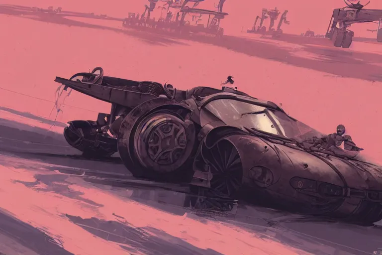 Image similar to dieselpunk digital illustration of mad max mclaren f 1 speeding across a frozen lake in a blizzard by makoto shinkai, ilya kuvshinov, lois van baarle, rossdraws, basquiat