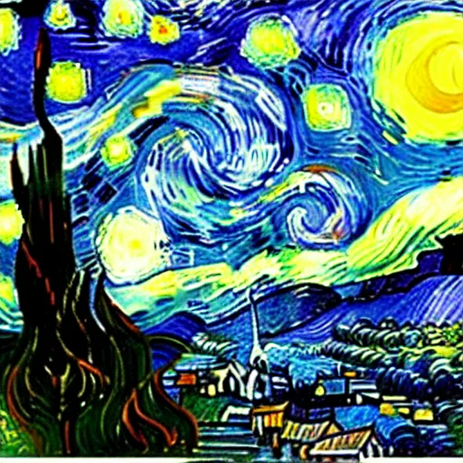 Image similar to Starry starry night, Vincent van Gogh