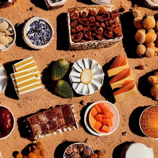 Image similar to desert full of all kinds of desserts, photography by bussiere rutkowski andreas roch