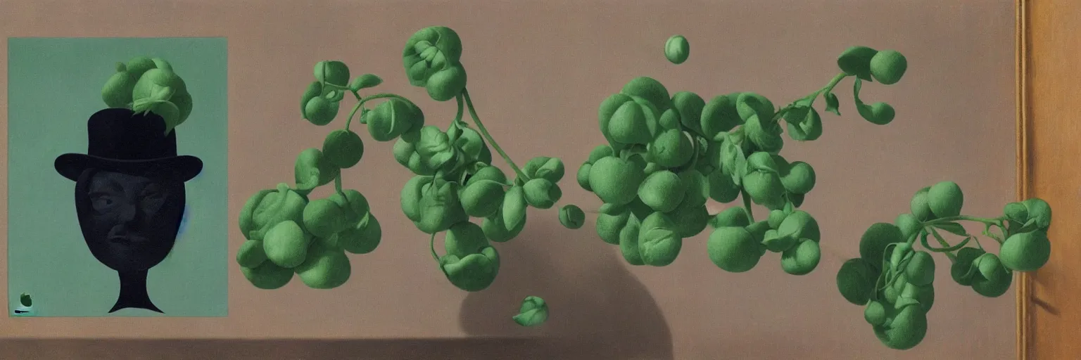 Prompt: pea flower painting magritte