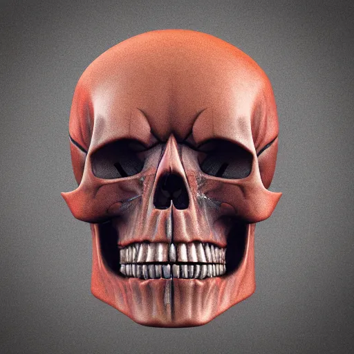 Prompt: square skull, 3D Render, Unreal Engine