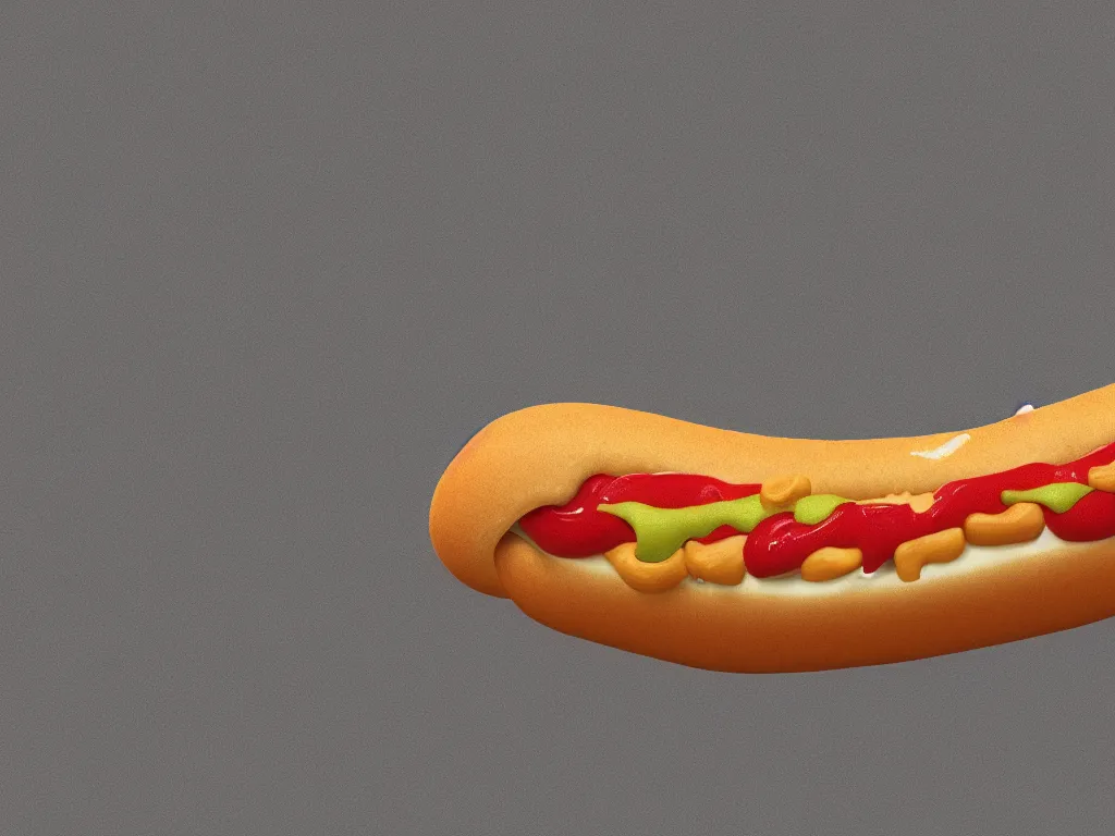 Image similar to a voluminous, amorphous, blob of flowing hair in the shape of a hot dog. Epic, elegant, nouveau, highly detailed, digital painting, cinematic, 8k, render