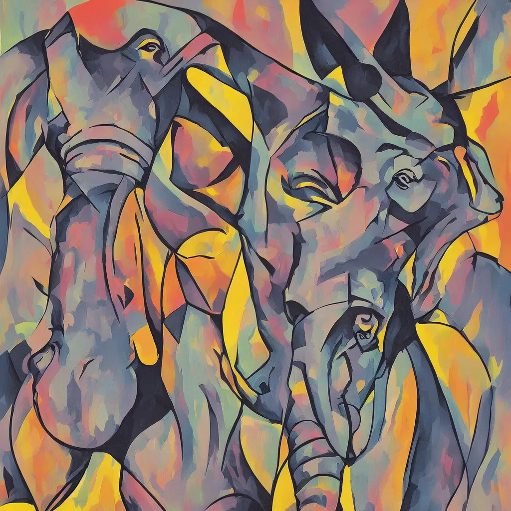 Image similar to cubist style vector elephant art