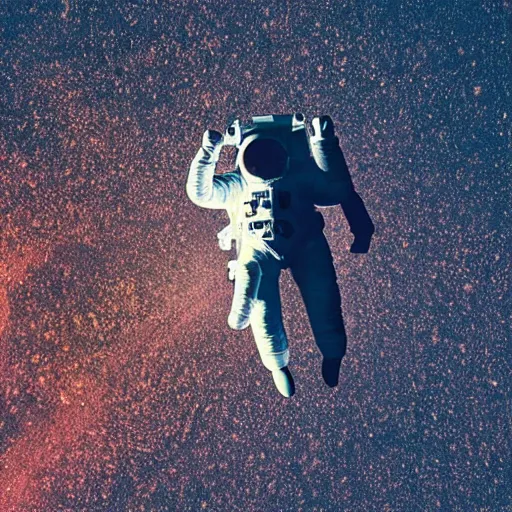 Image similar to photograph of an astronaut against the darkness of space, singular light source from below, full body photo, amazing light and shadow contrast, 8 k