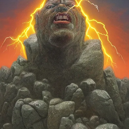 Prompt: knuckles from sonic the hedgehog as the god of lightning, standing on rocky ground, angry expression, detailed facial features, lightning behind, dark background, ultra - detailed, intricate, detailed shadows and textures, 8 k, action pose, art by beksinski