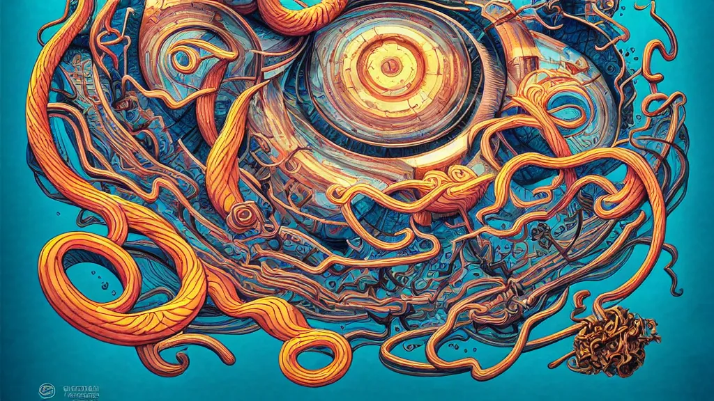 Prompt: twisted turn of fate abstraction, centered award winning ink pen illustration, isometric abstract illustration by dan mumford, edited by craola, technical drawing by joe fenton and tooth wu, tiny details by artgerm watercolor girl, symmetrically isometrically centered