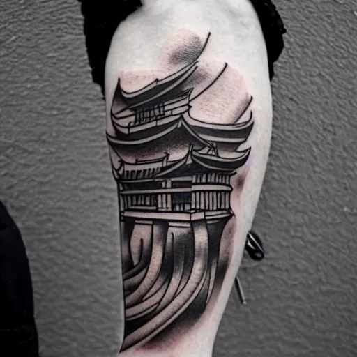 Japanese Pagoda tattoo • Spring tattoo