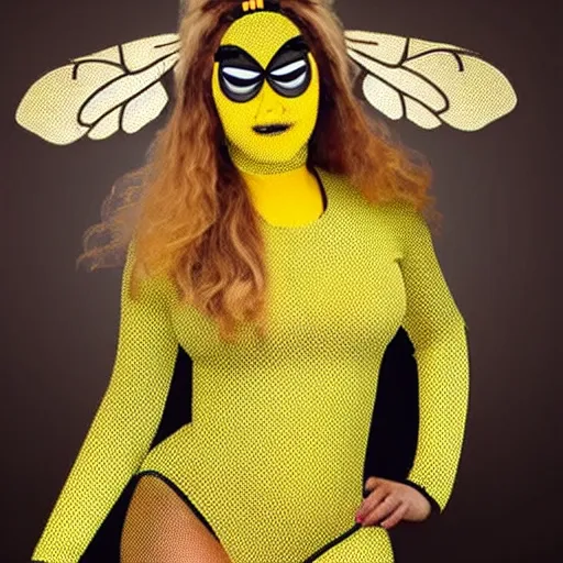 Image similar to bee with human face resembling beyonce bee costume