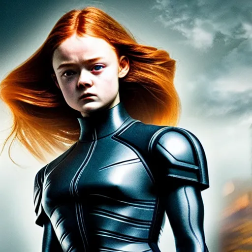 Image similar to stunning awe inspiring Sadie Sink as Rogue 8k hdr X-Men movie still amazing lighting