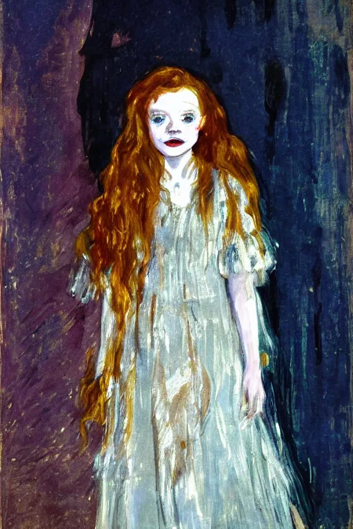 Image similar to portrait of sadie sink as delirium of the endless, the sandman by walter sickert, john singer sargent, and william open