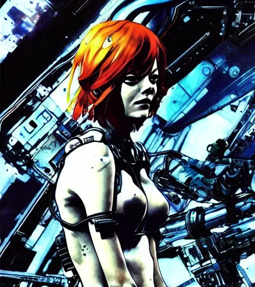 Prompt: alien - like emma stone, comic book art, by yoji shinkawa and takehiko inoue and kim jung gi, masterpiece, perfect