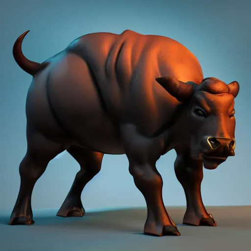 Prompt: Bull Behemoth, toon aesthetic, stylized character, 3d render, Trending on artstation , HD quality, dramatic light, octane