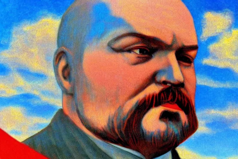 Image similar to lenin, red star, fantasy, painting, ultra realistic!!!, clear weather, golden hour, sharp focus
