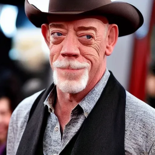 Image similar to j. k. simmons!!!! as a cowboy with a moustache