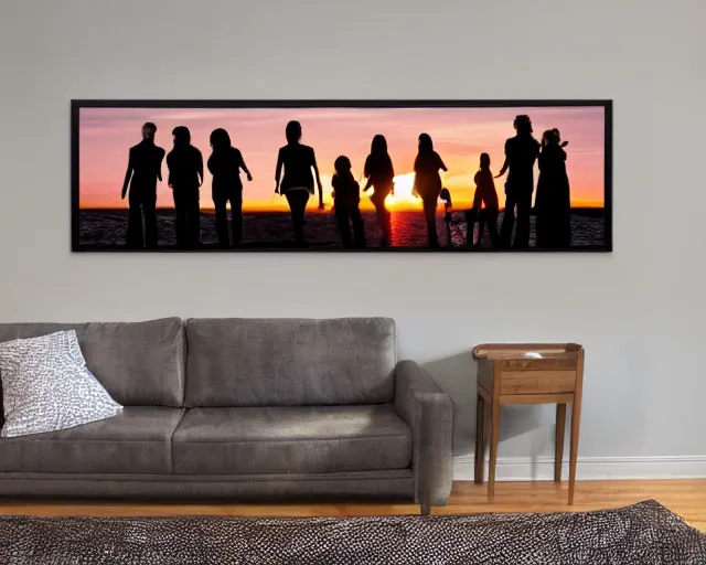 Image similar to sunset that looks like the cast of friends. cheesy dorm room poster