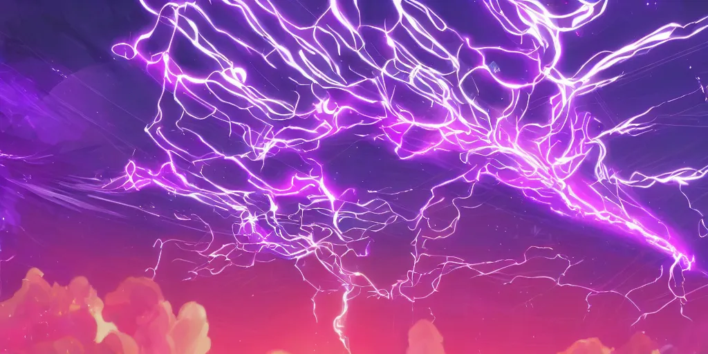 Image similar to purple lightning strikes while rapper performs on stage, psychedelic light show, digital art, vapor wave, hip hop, surreal, trending on Artstation, professional artist, detailed, 4k