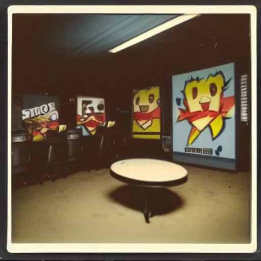 Prompt: polaroid photo from 1 9 9 8 of video game room, flash photography,