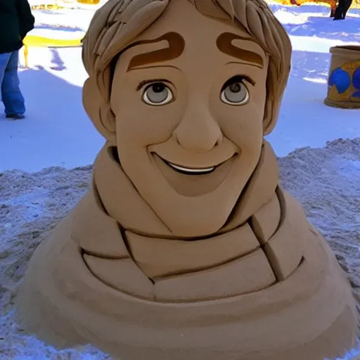 Prompt: a sand sculpture a frozen 2 character