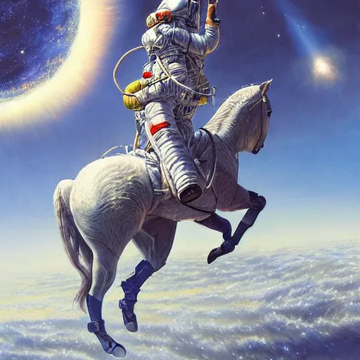 Image similar to ' horse above ', astronaut below, industrial sci - fi, by mandy jurgens, ernst haeckel, james jean